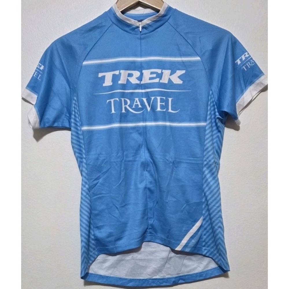 Bontrager Trek Travel Women's Cycling Jersey 3/4 Zip Light Blue Sz M Biking NEW